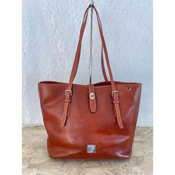 Vtg DOONEY and BOURKE English tan florentine leather large tote shoulder bag - Picture 1 of 8